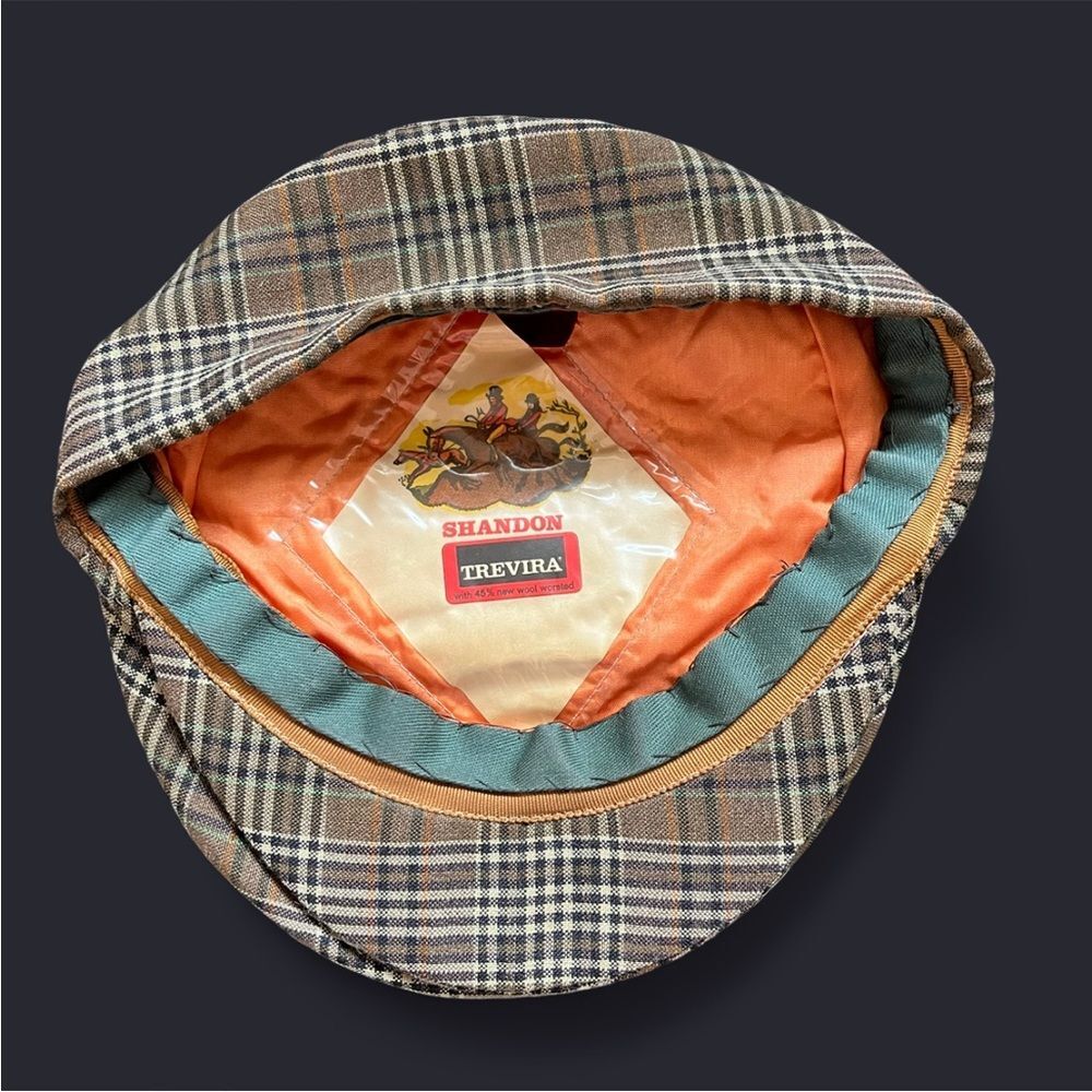 VTG Shandon Trevira Newsboy Cap Hat Plaid Wool